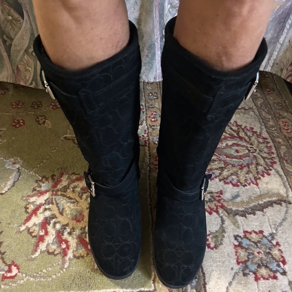 Coach Thelma Signature Monogram Embossed Suede Boots - Picture 5 of 14